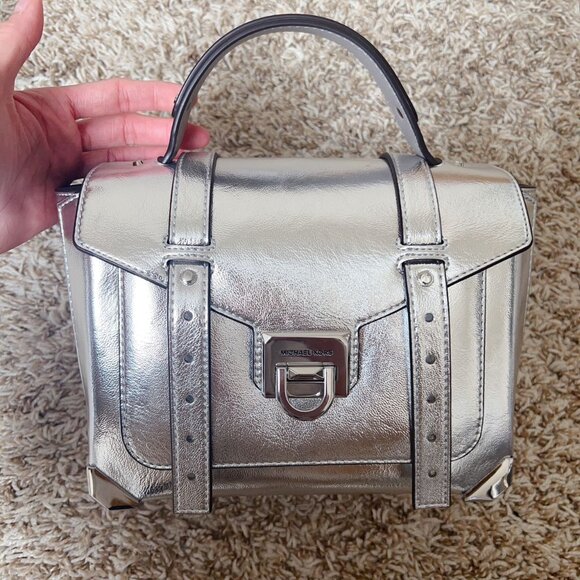 Michael Kors Manhattan Medium Metallic Satchel - Picture 2 of 11